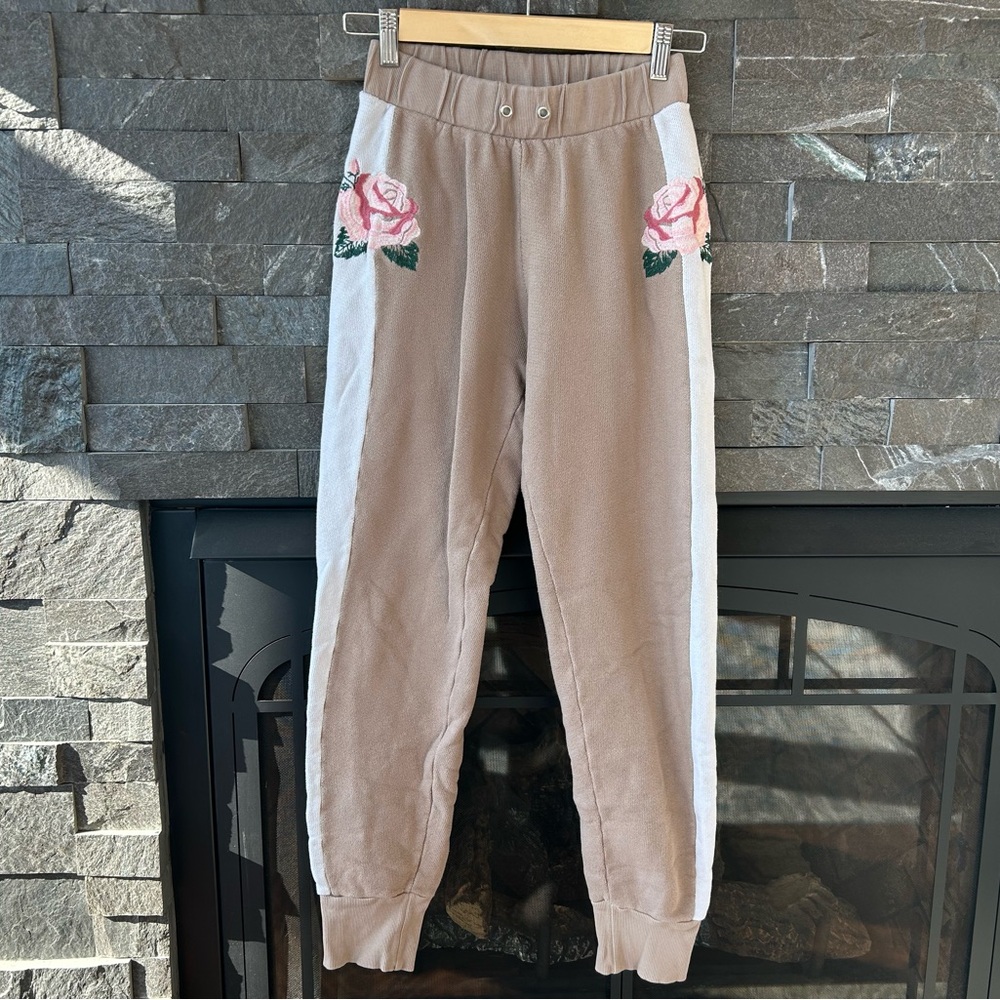 Wildfox Tan and White Floral Joggers